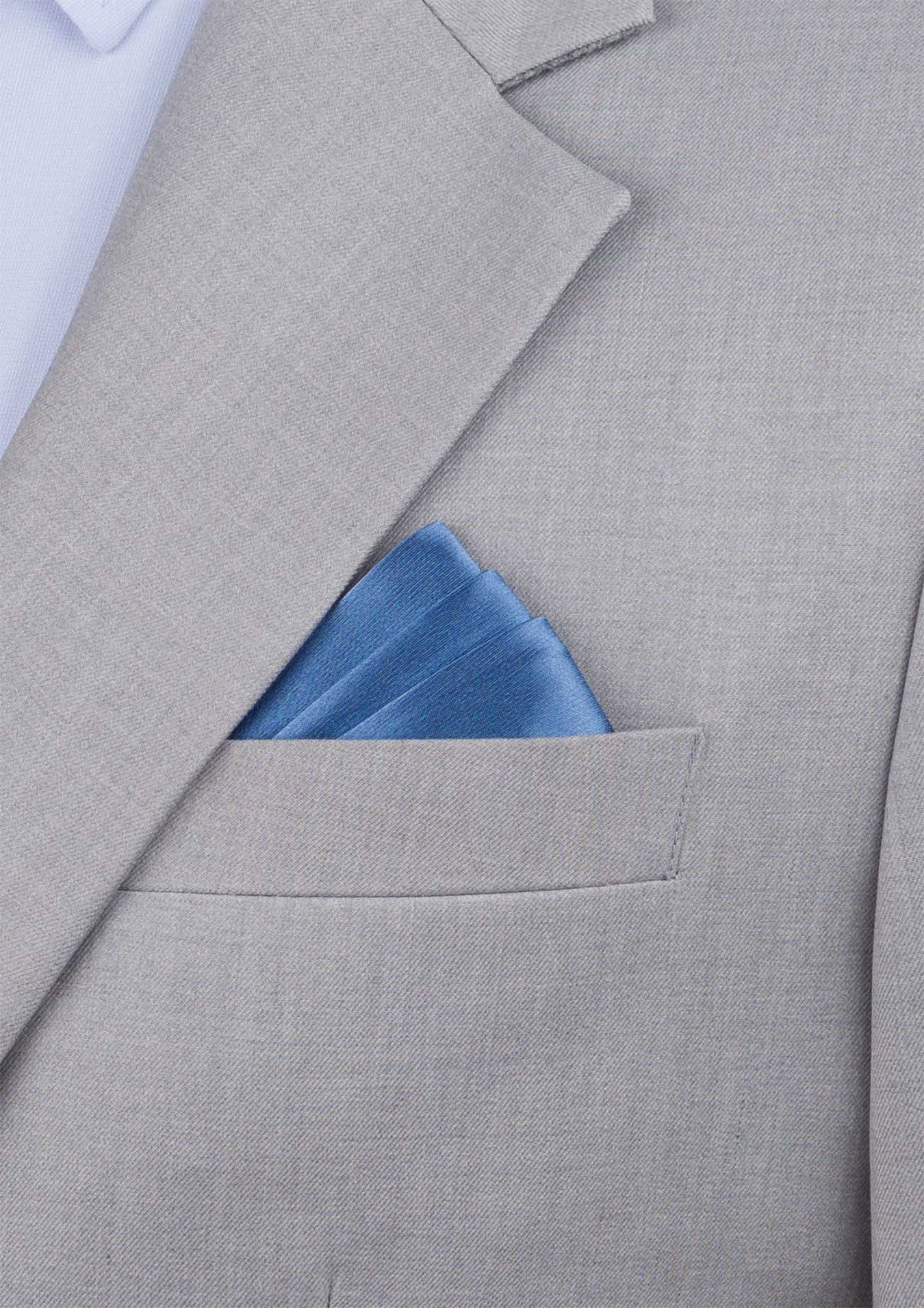 Silk Satin Carolina Blue Pocket Square - SARTORO