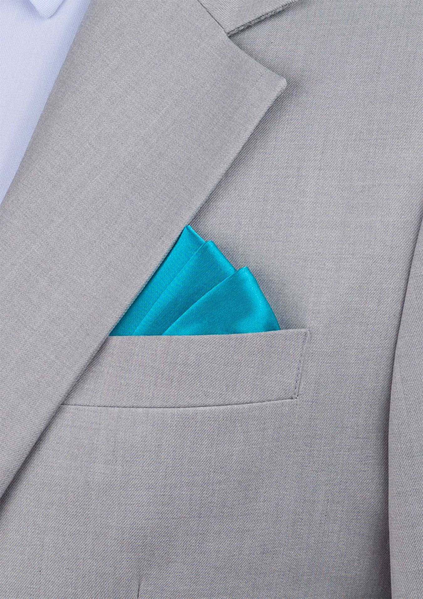 Silk Satin Turquoise Pocket Square - SARTORO