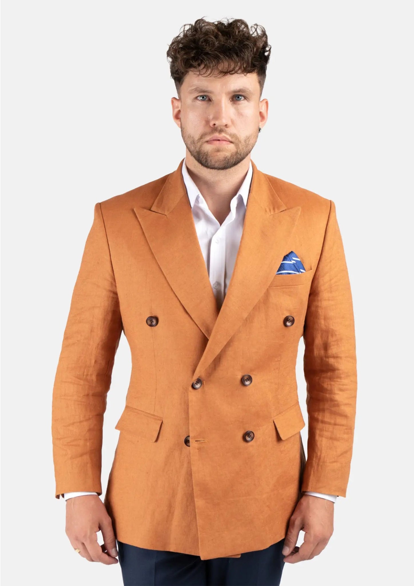 Waverly Burnt Orange Linen Jacket - SARTORO78