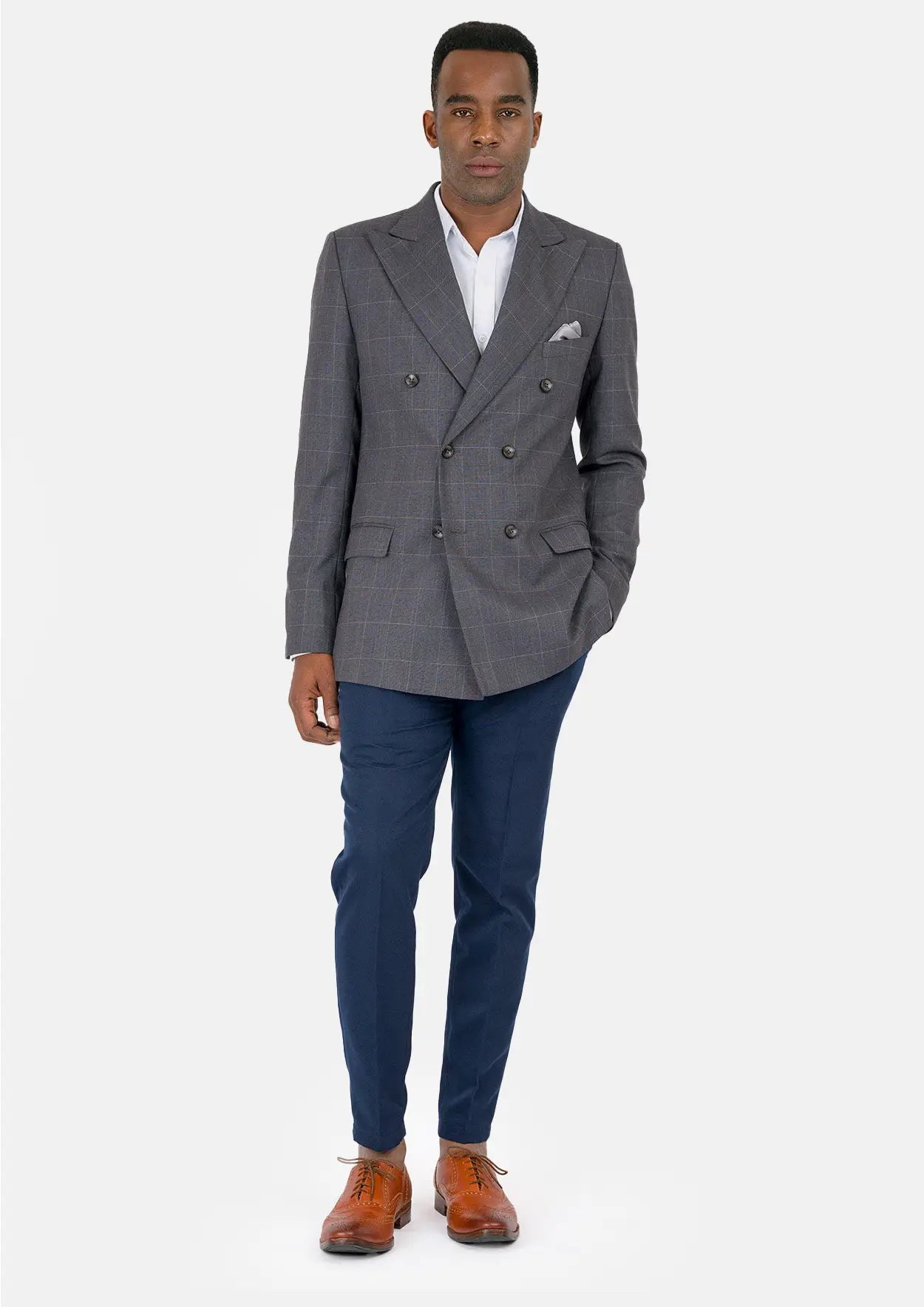 Waverly Dark Grey Windowpane Jacket - SARTORO