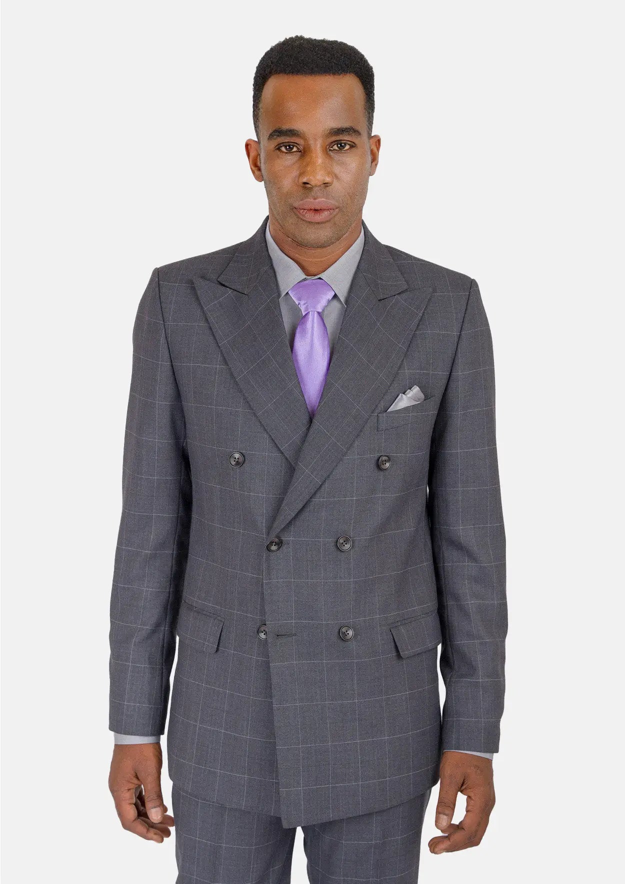 Waverly Dark Grey Windowpane Suit - SARTORO499