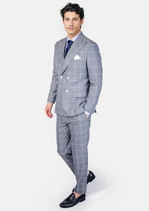 Waverly Powder Grey Windowpane Suit - SARTORO