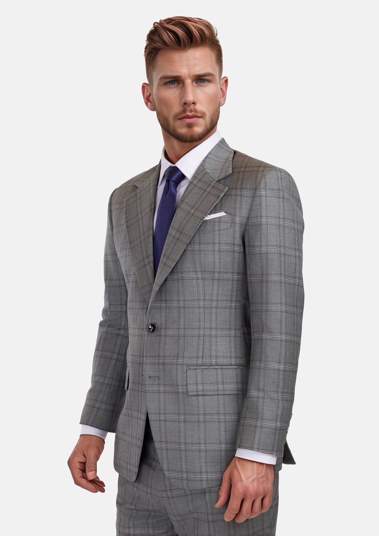 Fossil Grey Checked Ellis Suit