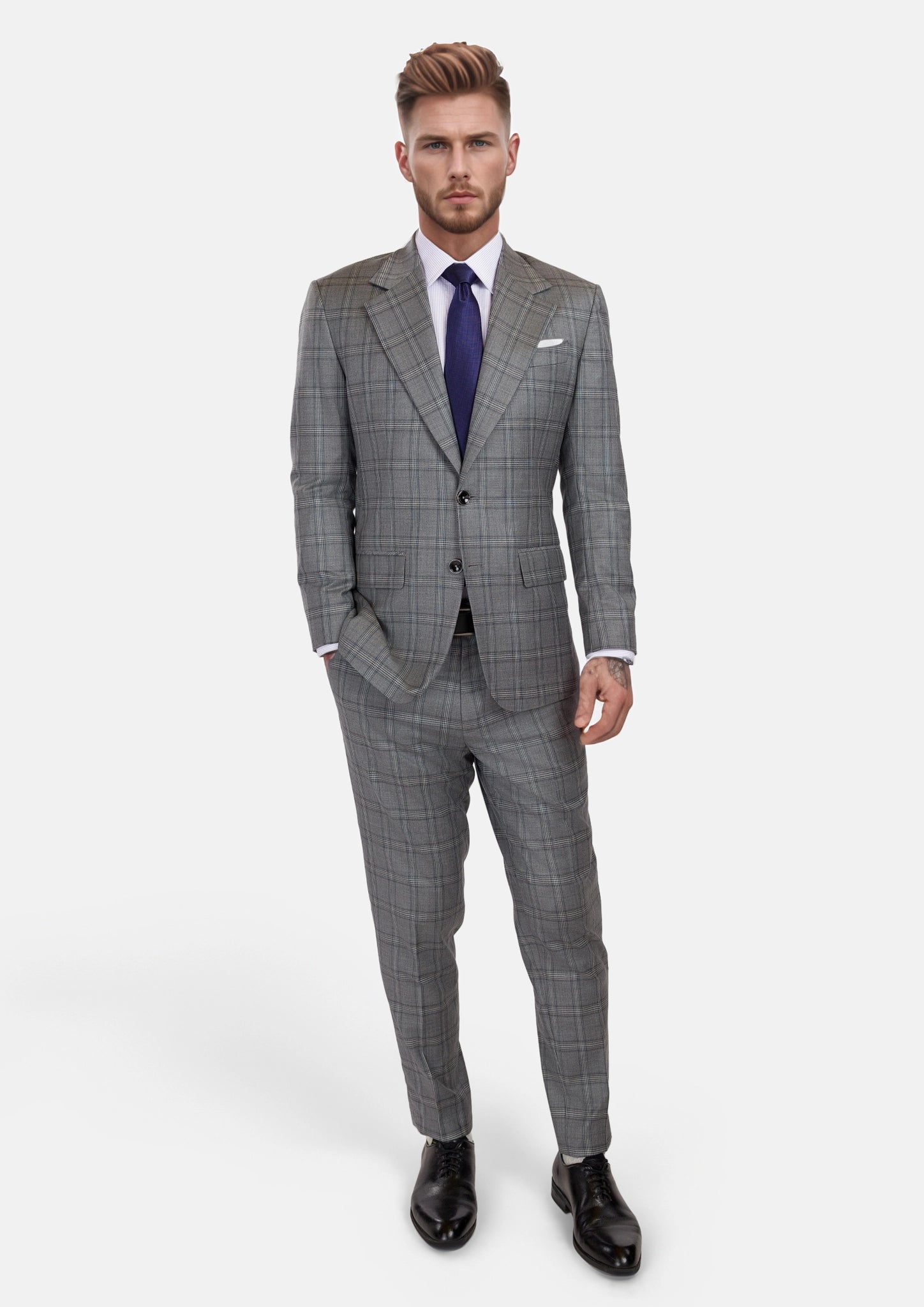 Fossil Grey Checked Ellis Suit