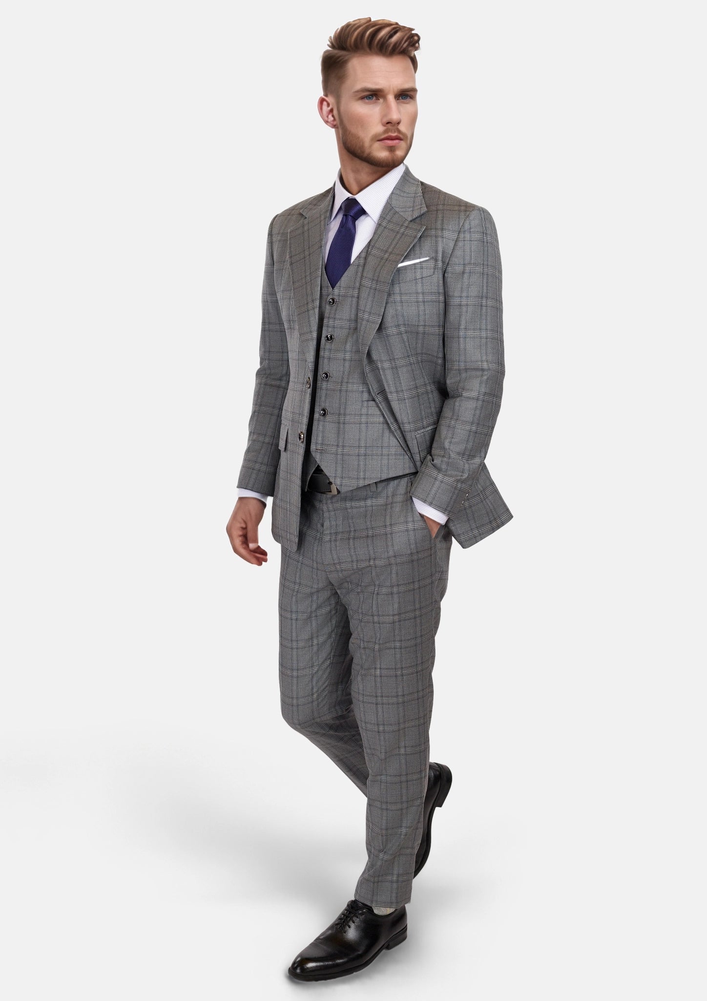 Fossil Grey Checked Ellis Suit