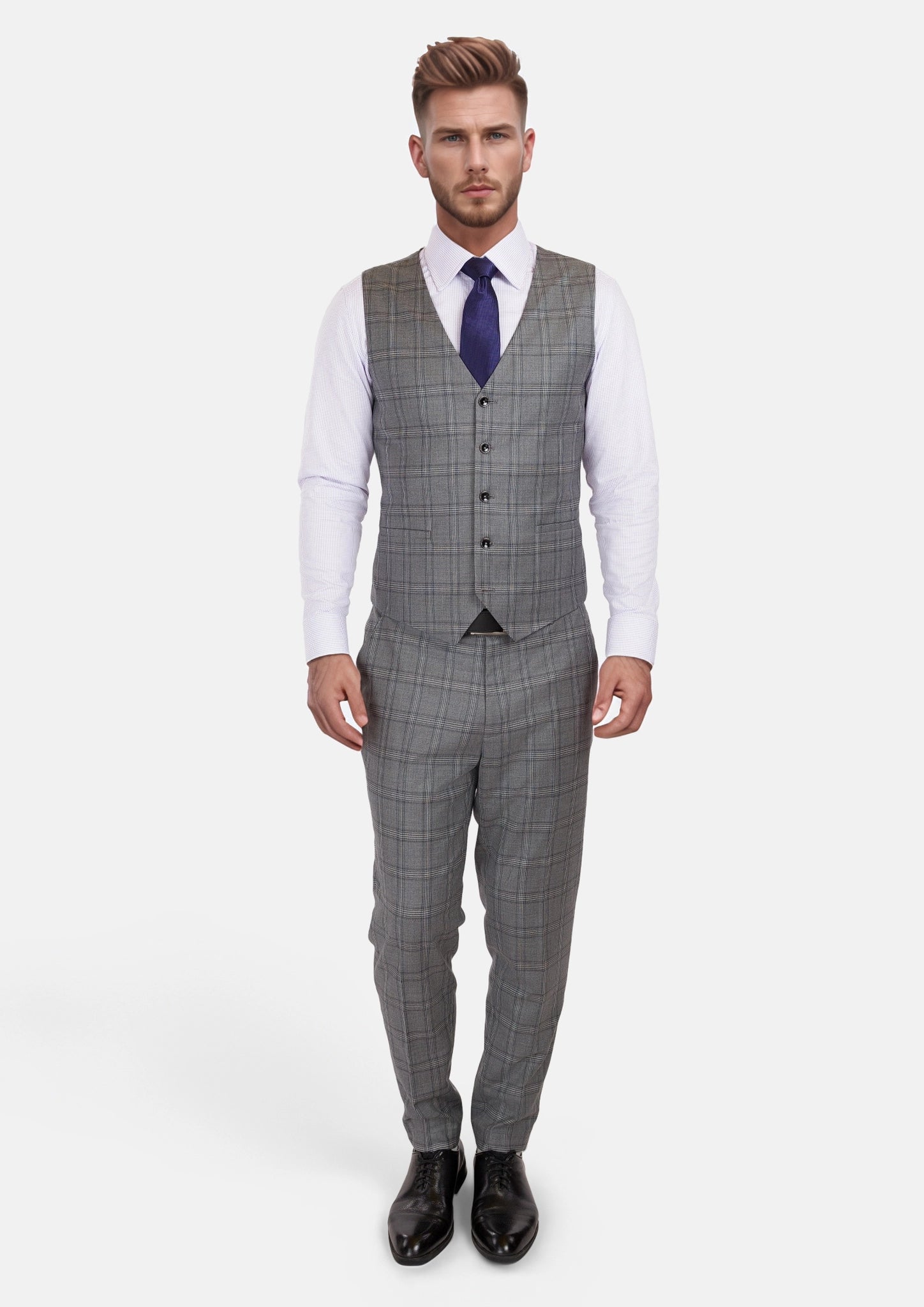 Fossil Grey Checked Vest