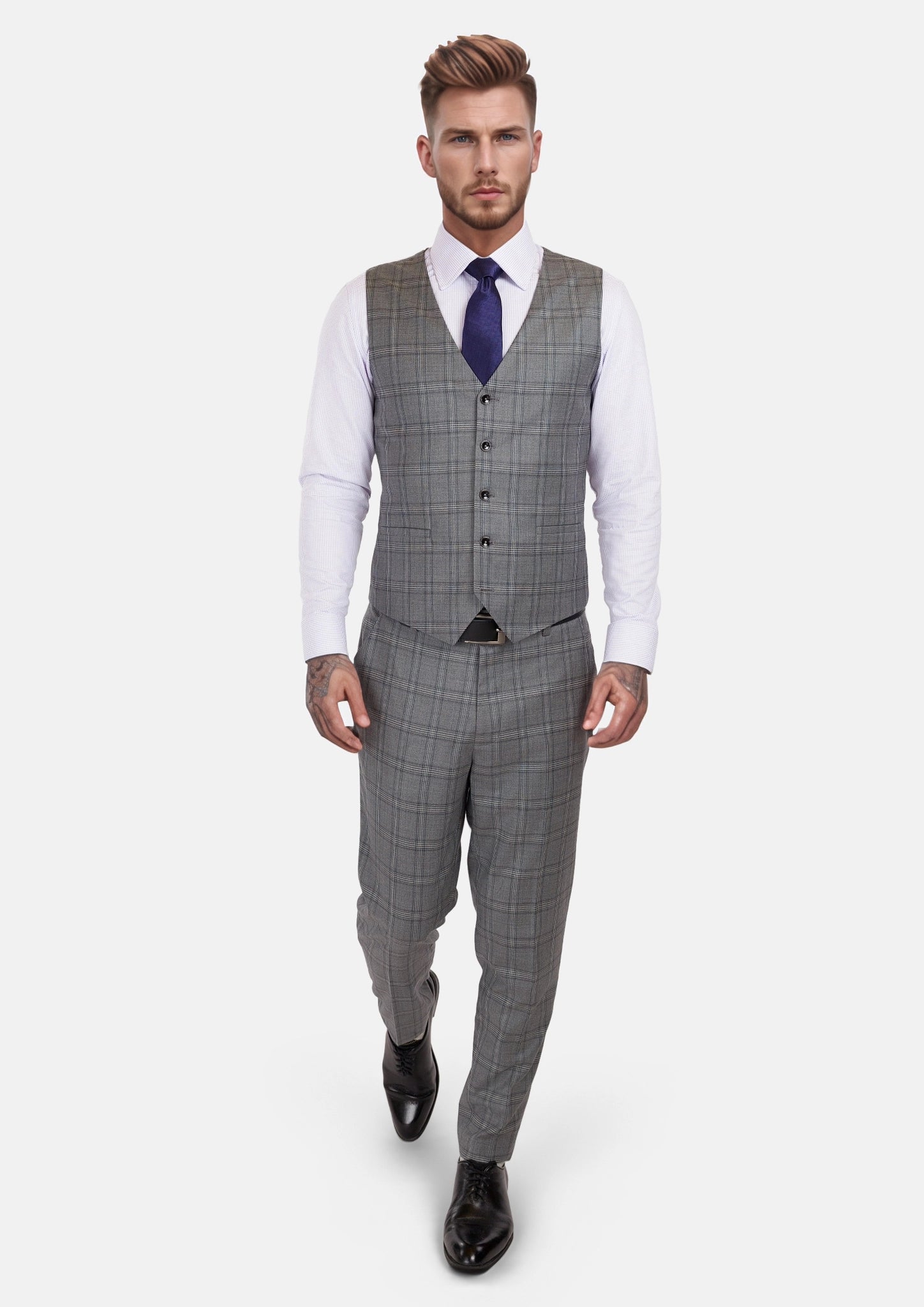 Fossil Grey Checked Vest