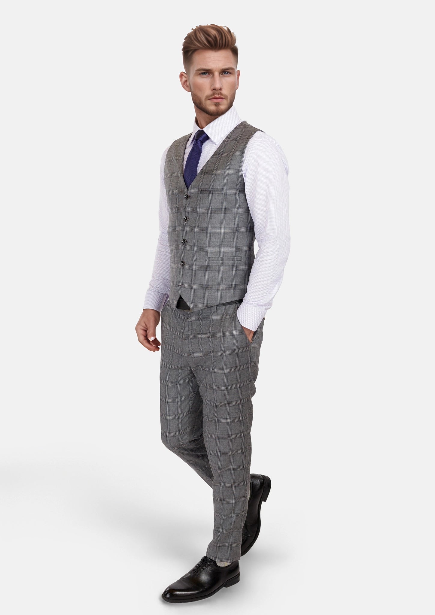 Fossil Grey Checked Vest