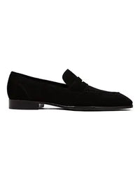 Black loafer shoe on a white background
