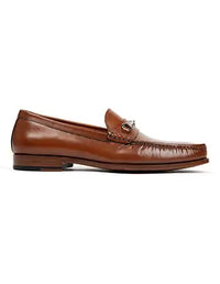 Brown leather loafer on a white background