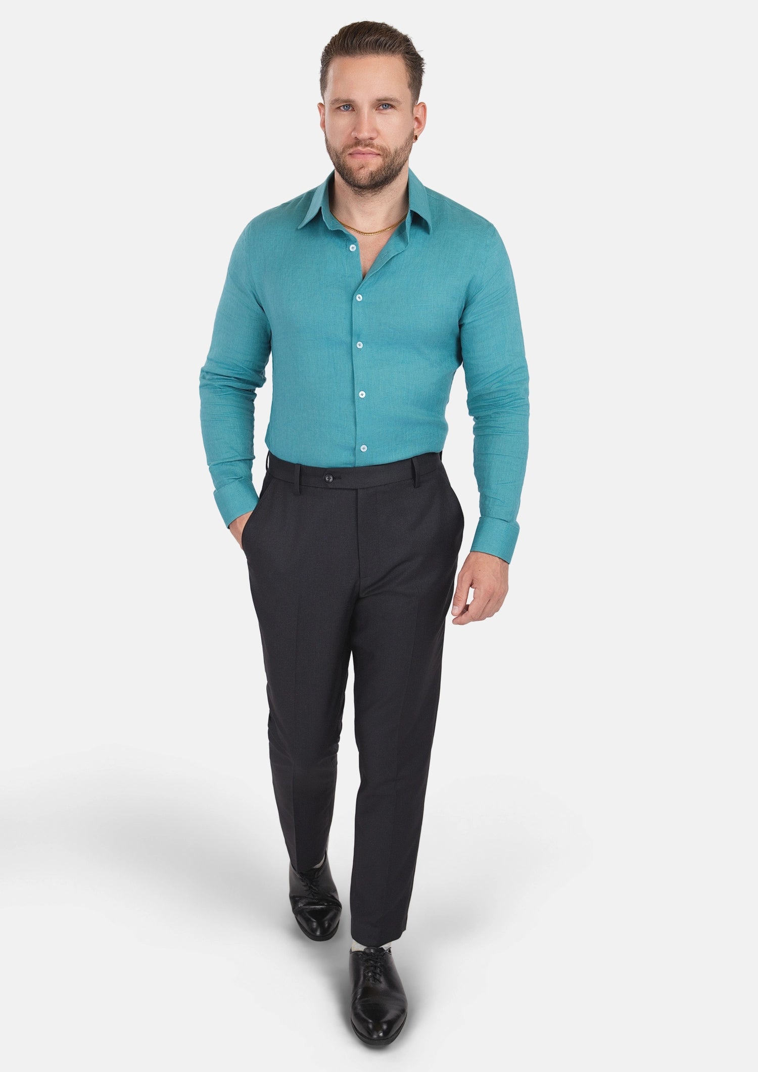 Turkish Blue Linen Shirt