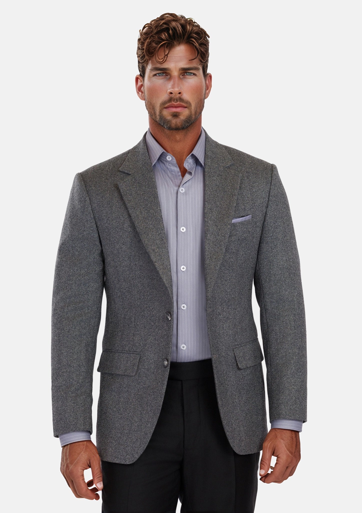 Mid Grey Herringbone Flannel Jacket