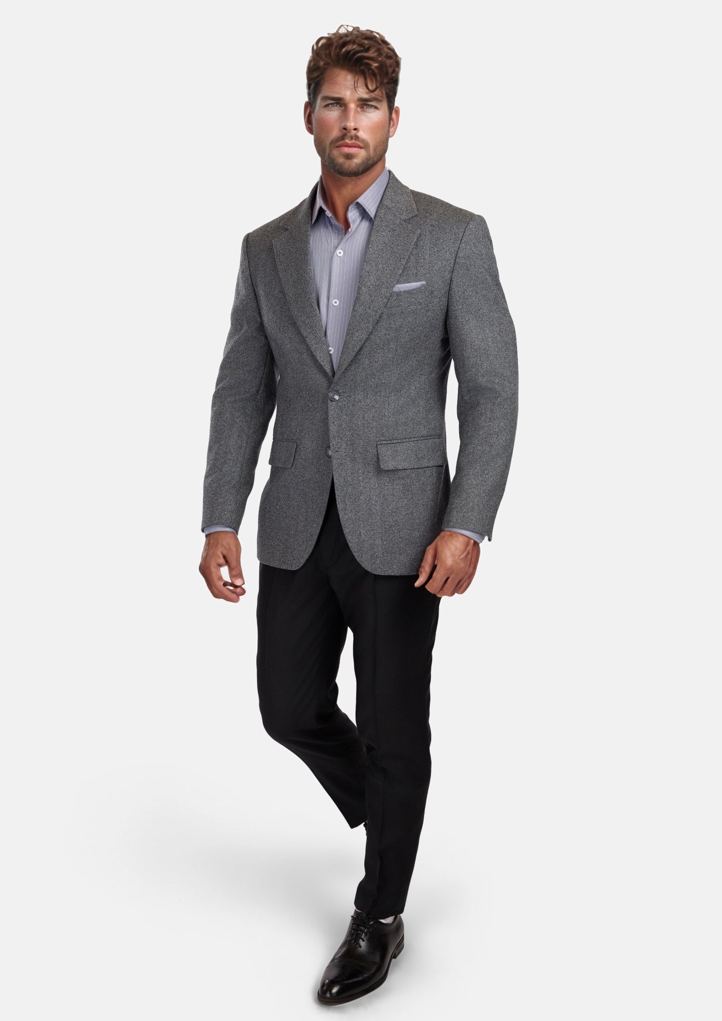 Mid Grey Herringbone Flannel Jacket