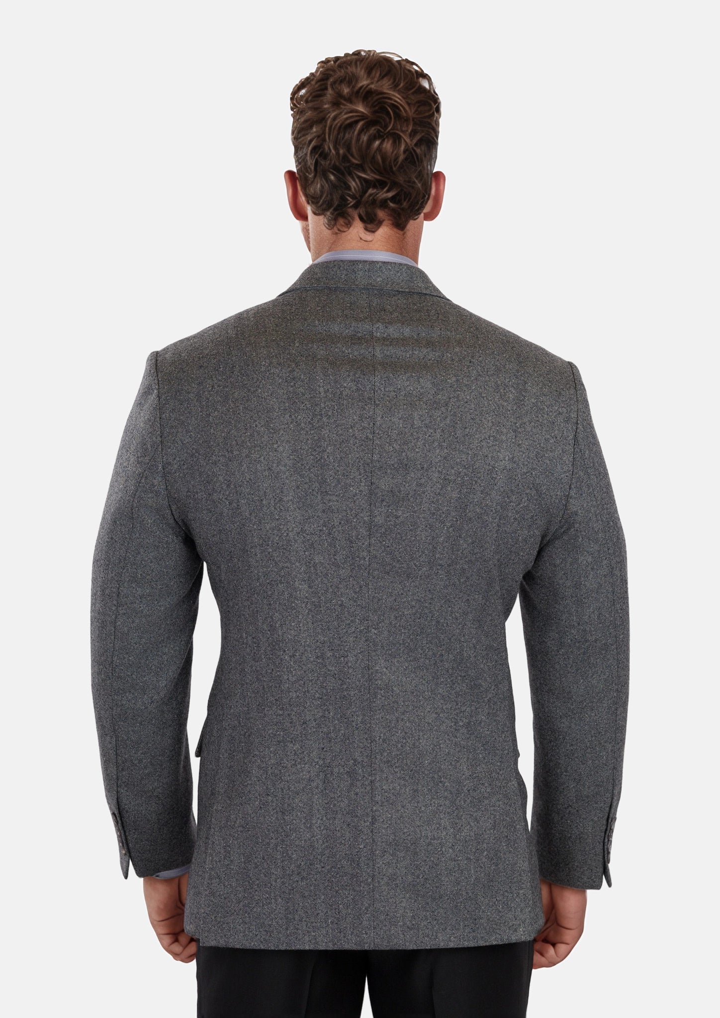 Mid Grey Herringbone Flannel Jacket