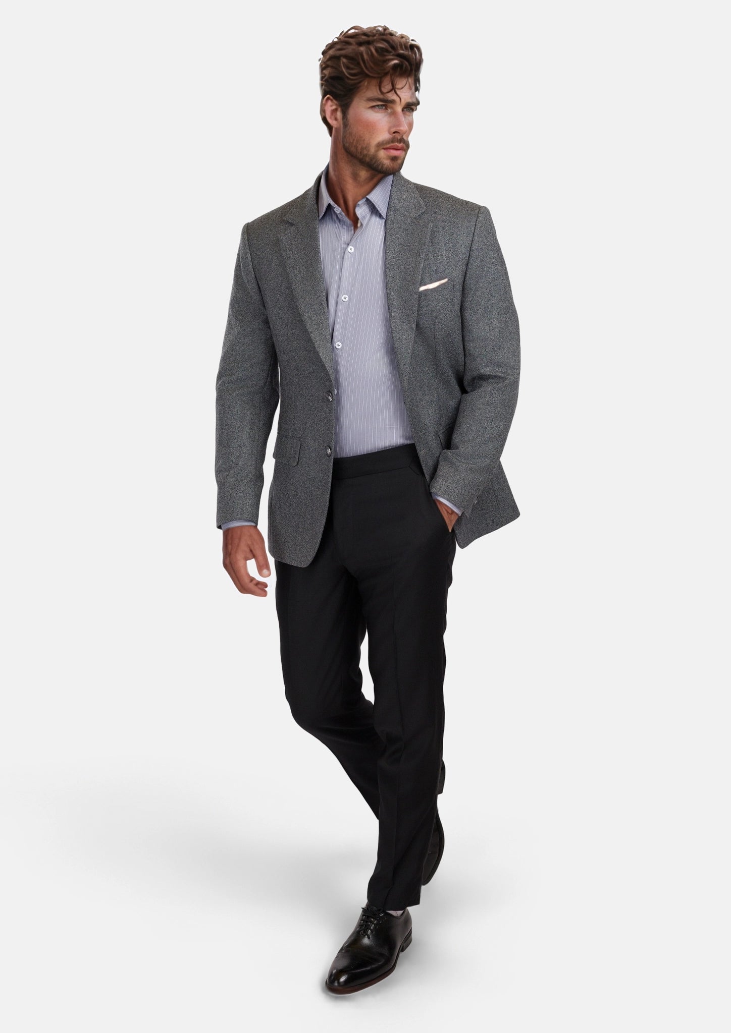 Mid Grey Herringbone Flannel Jacket