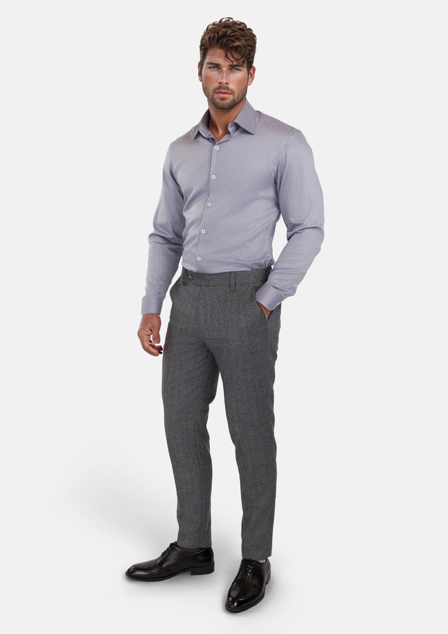 Mid Grey Herringbone Flannel Pants