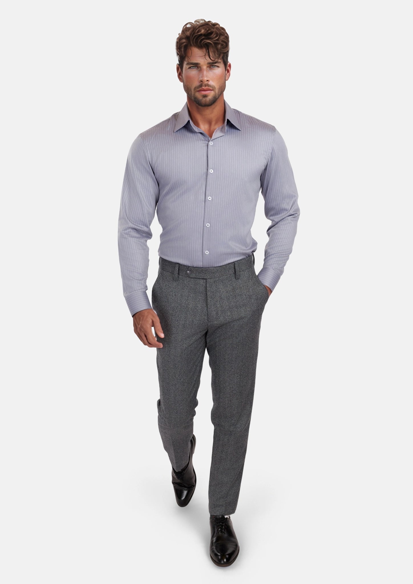 Mid Grey Herringbone Flannel Pants