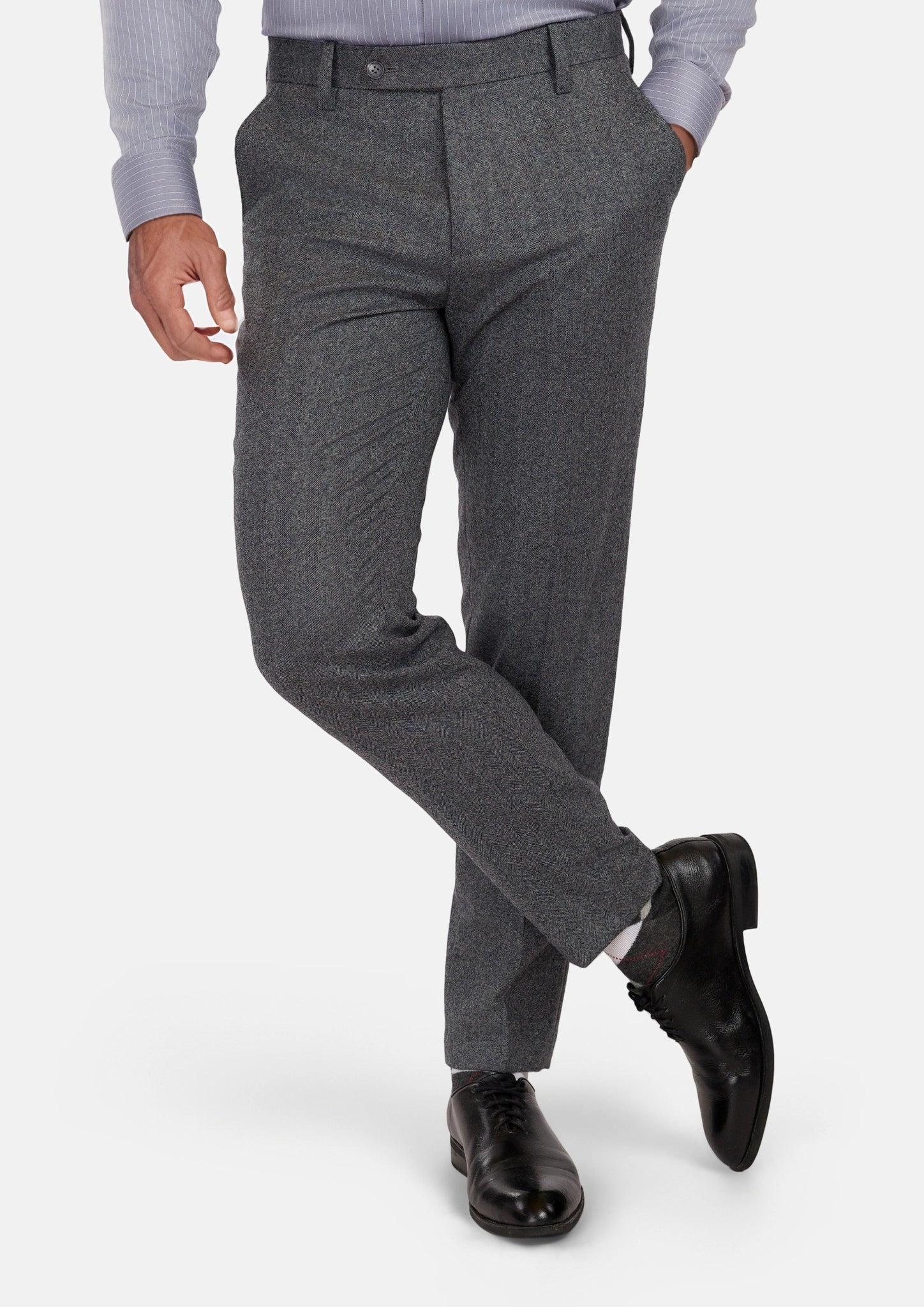 Mid Grey Herringbone Flannel Pants