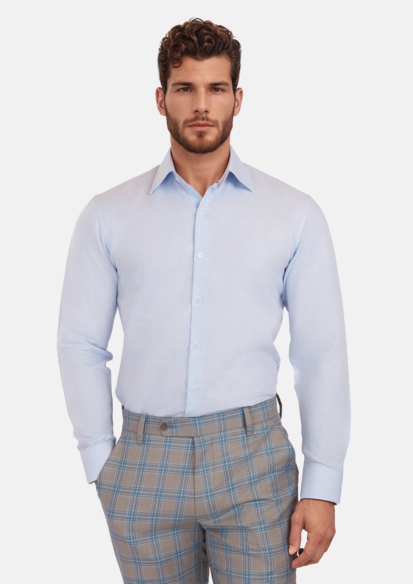 Light Blue Micro Oxford Shirt