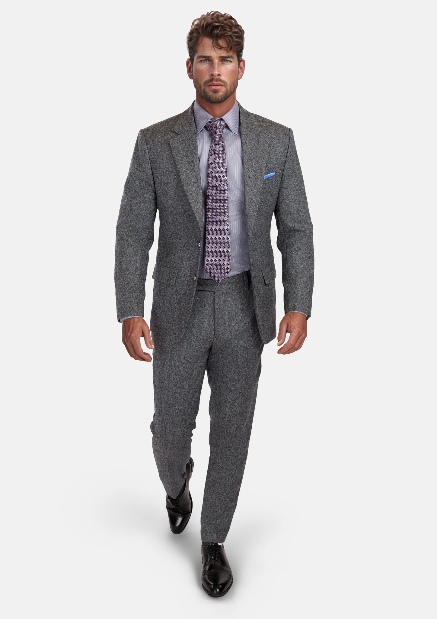 Mid Grey Herringbone Flannel Suit