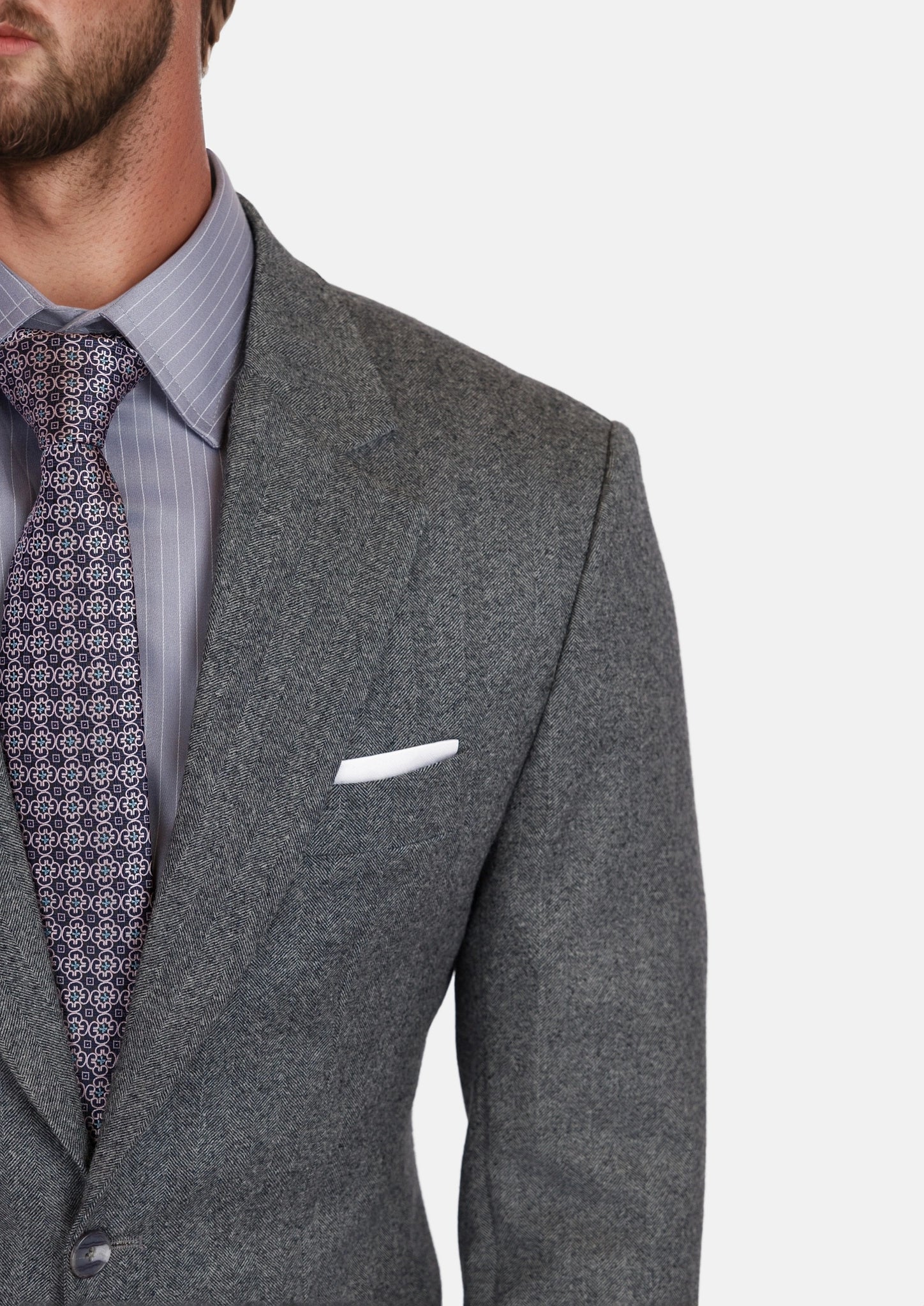 Mid Grey Herringbone Flannel Suit