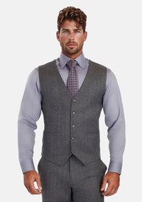 Mid Grey Herringbone Flannel Vest
