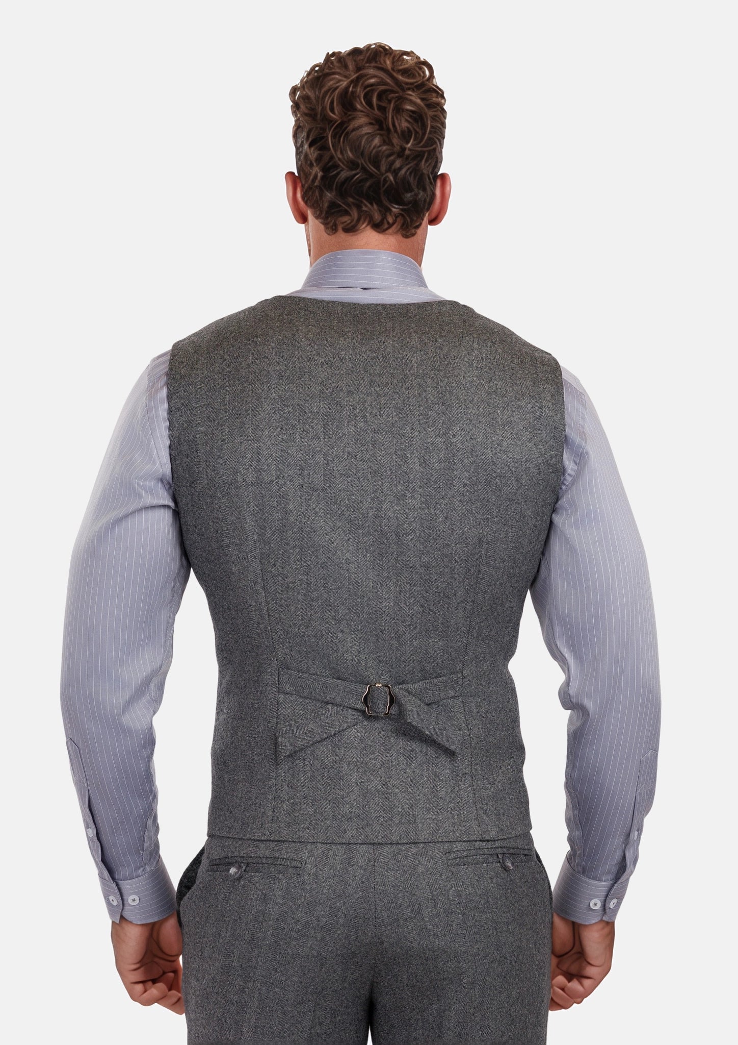 Mid Grey Herringbone Flannel Vest