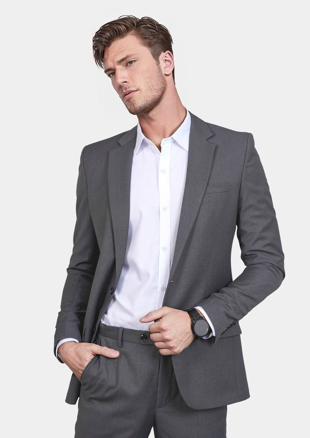 Astor Grey Charcoal Crosshatch Suit - SARTORO