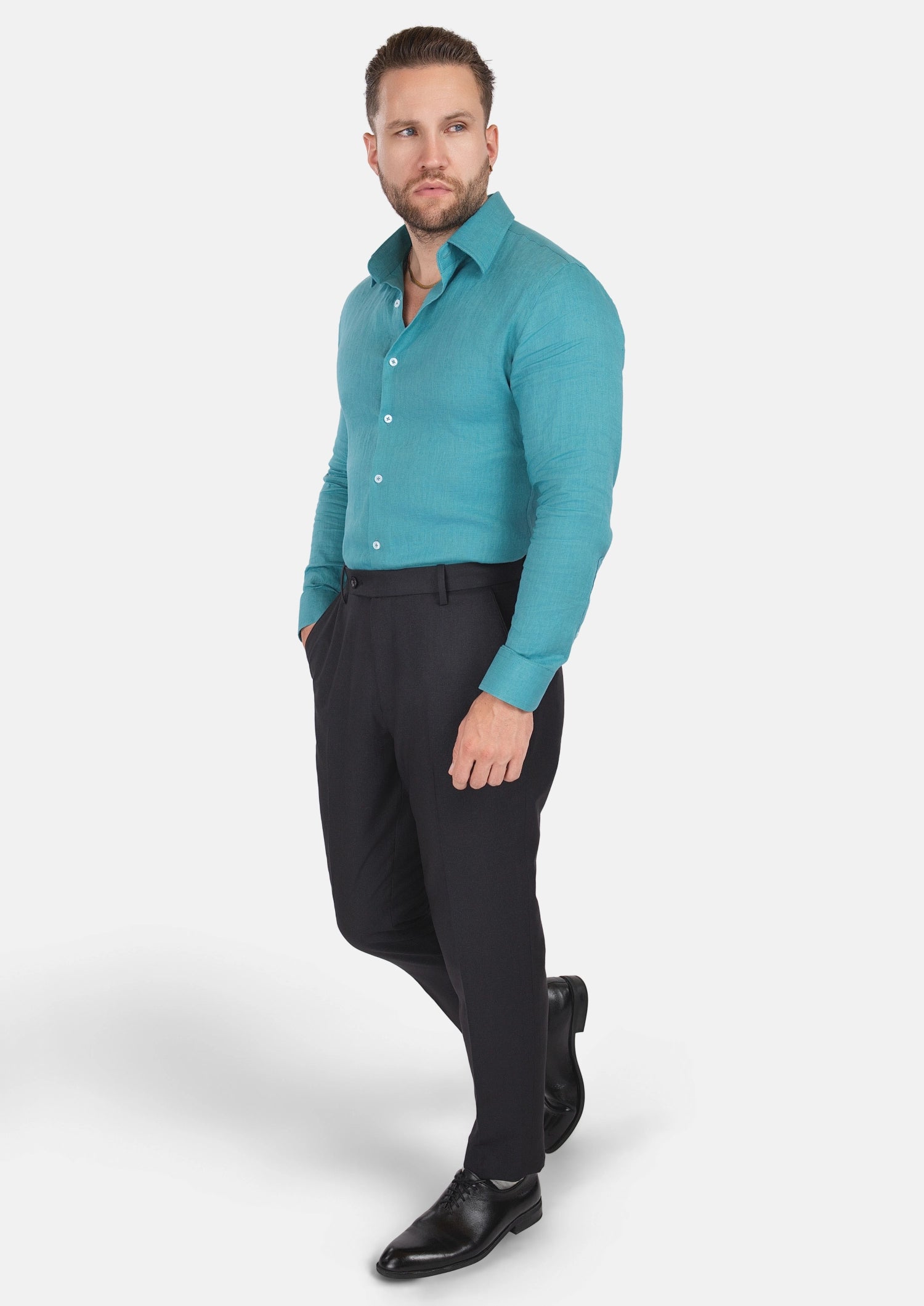 Turkish Blue Linen Shirt