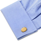 14K Gold Plated Rope Border Oval Cufflinks and Tie Bar Gift Set - SARTORO622