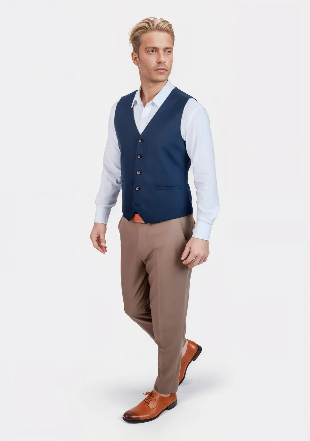 Oxford Blue Sharkskin Vest