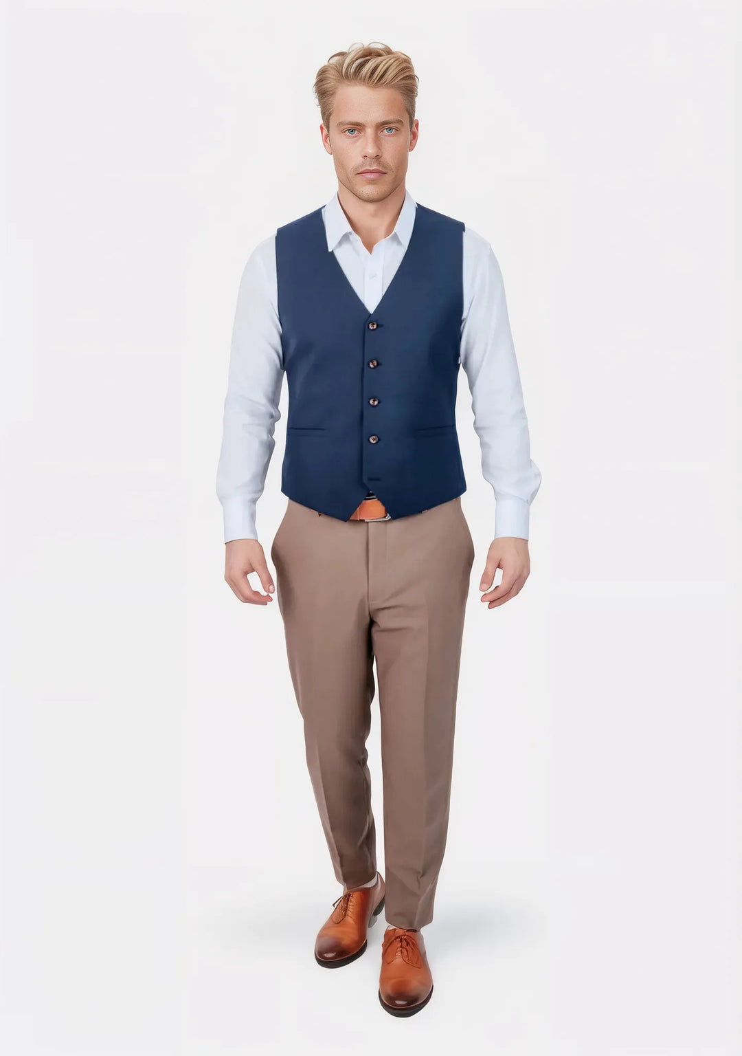 Oxford Blue Sharkskin Vest