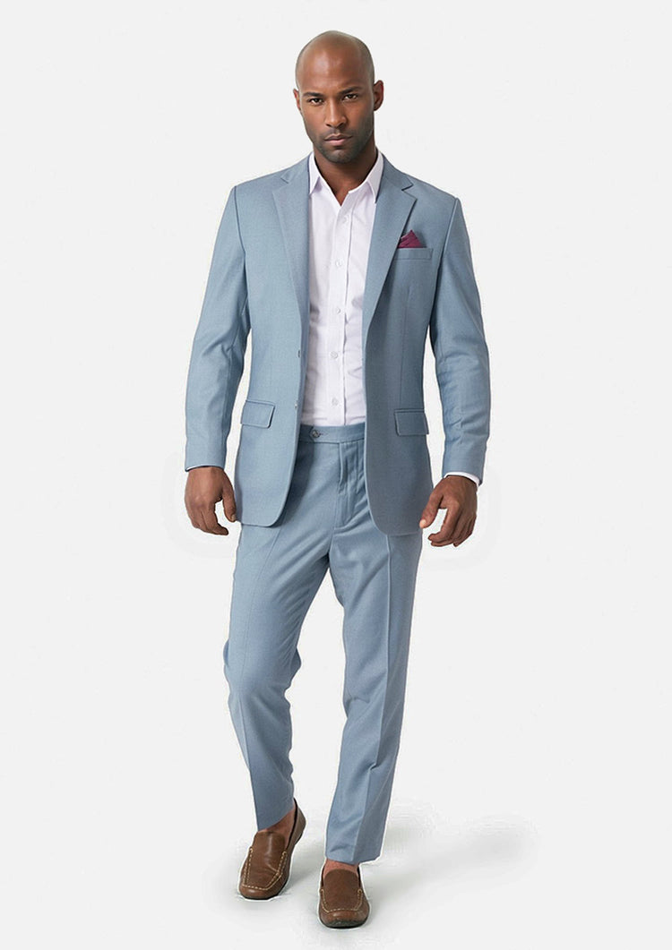 Astor Ice Blue Twill Suit - SARTORO