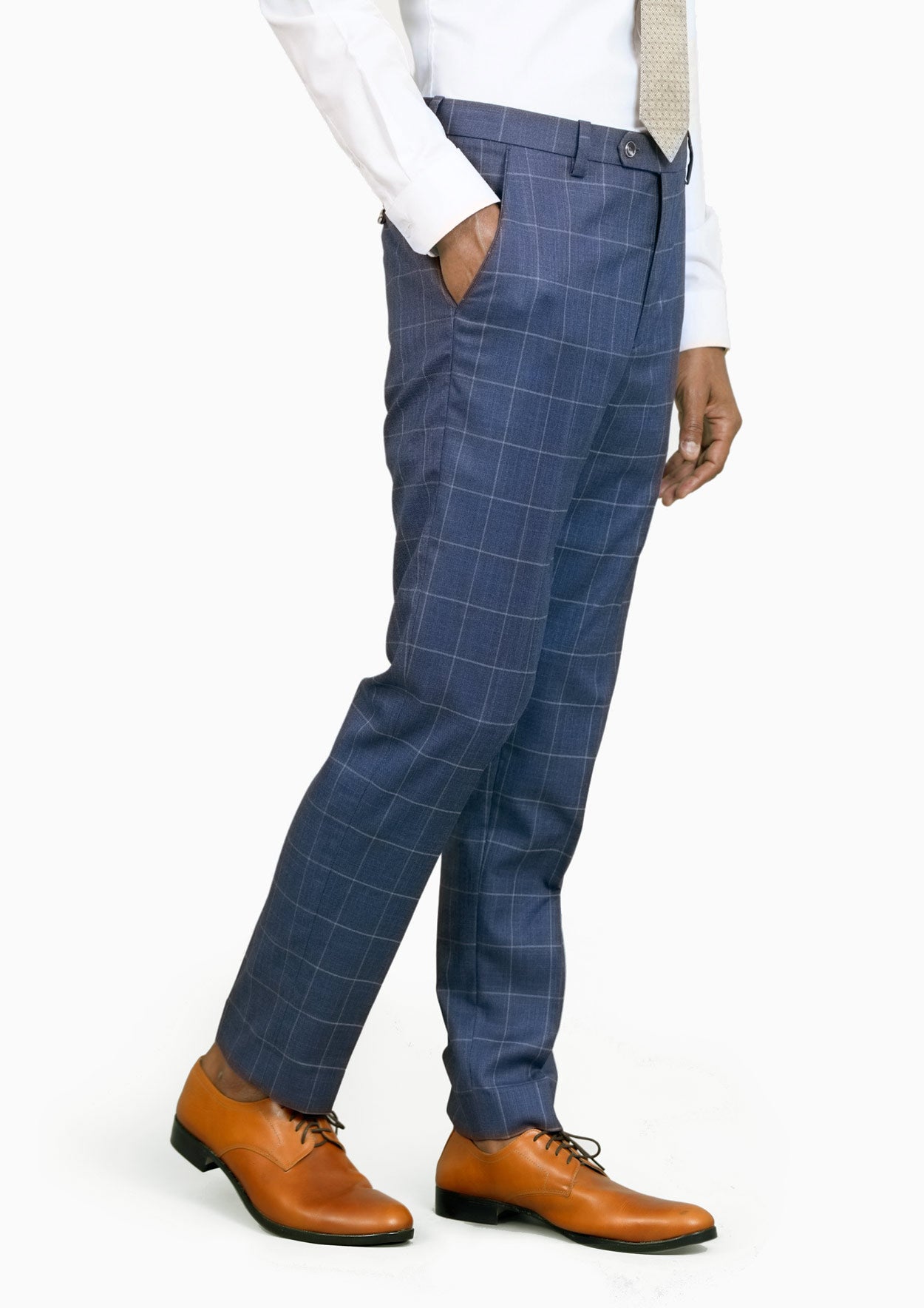 Lapis Blue Windowpane Pants - SARTORO