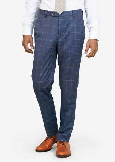 Lapis Blue Windowpane Pants - SARTORO