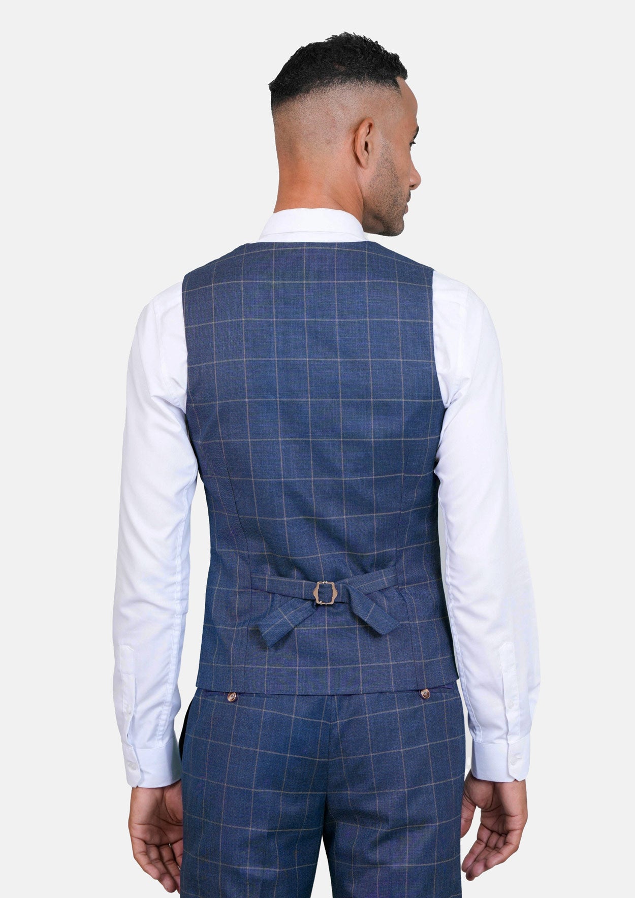 Lapis Blue Windowpane Vest - SARTORO