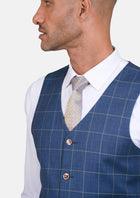 Lapis Blue Windowpane Vest - SARTORO333