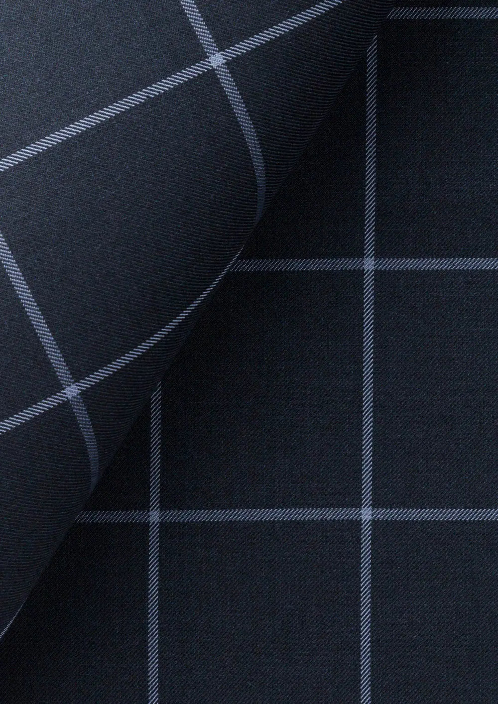Piece of deep navy windowpane pattern fabric