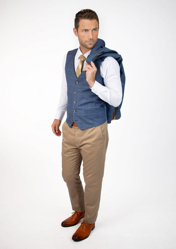 Sky Blue Windowpane Vest - SARTORO