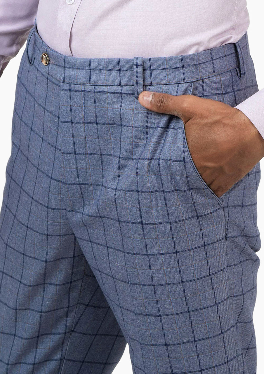 Carolina Blue Windowpane Pants - SARTORO