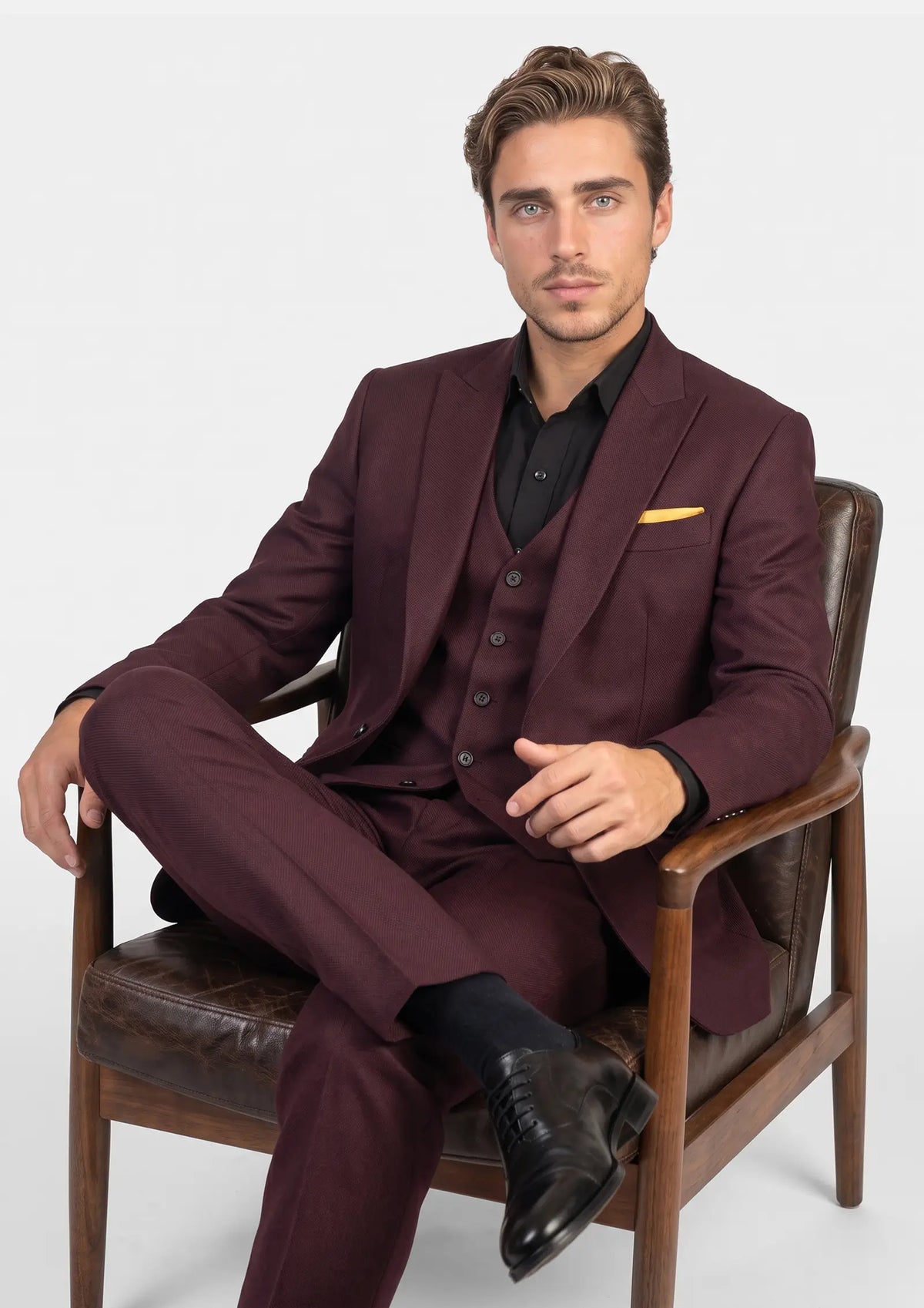 Deep Burgundy Birdseye Suit948