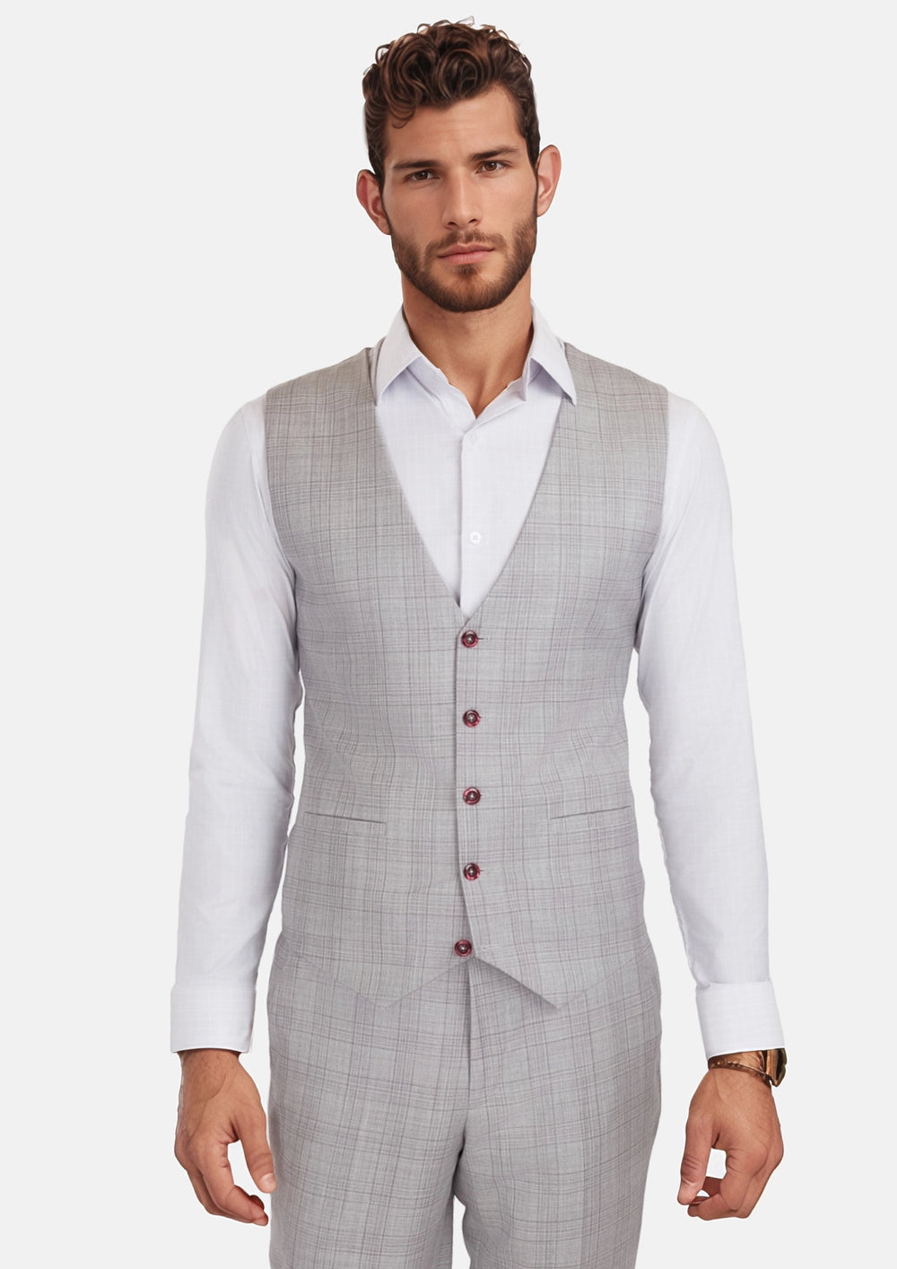 French Gray Checked Vest443