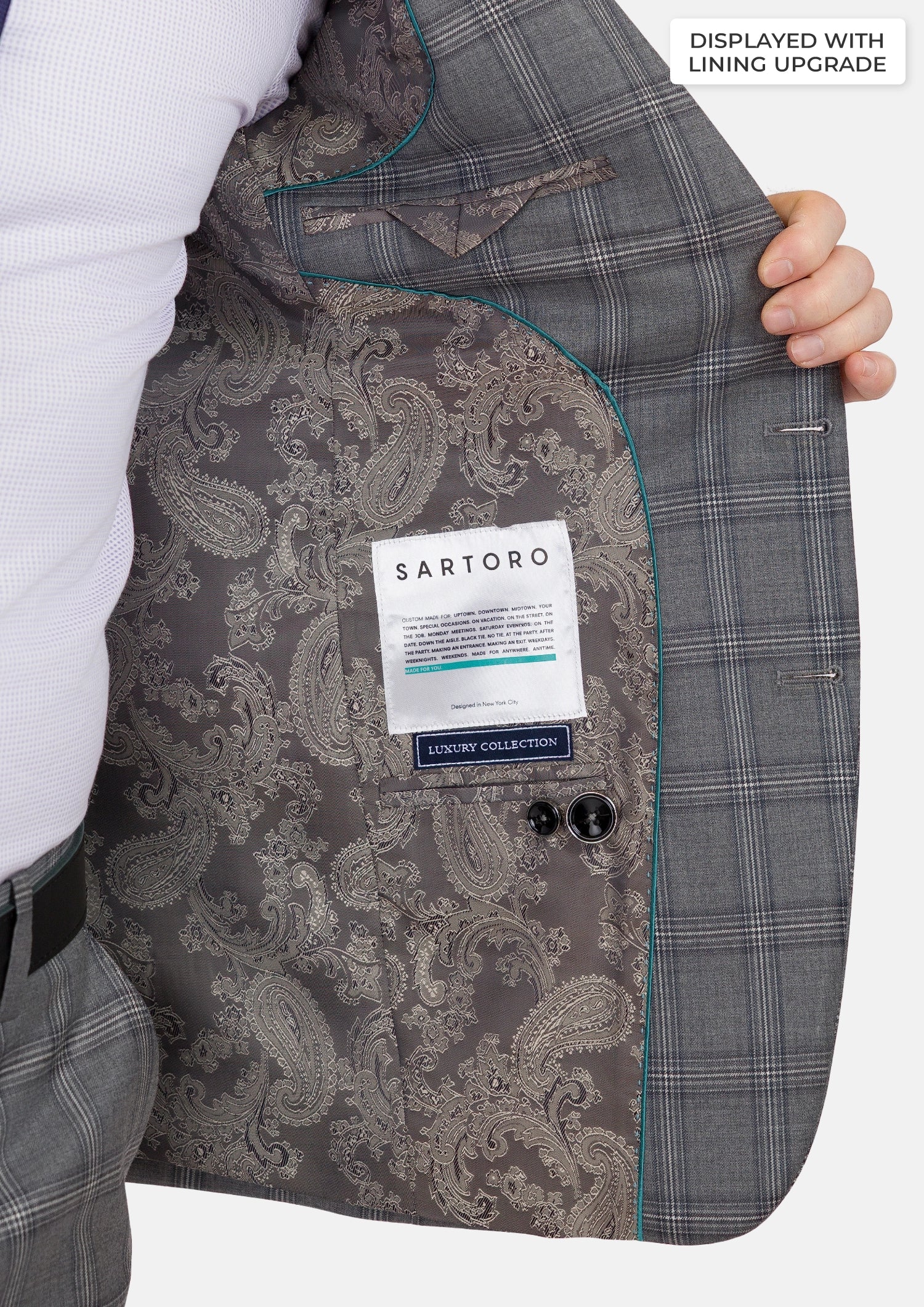 Fossil Grey Checked Ellis Suit