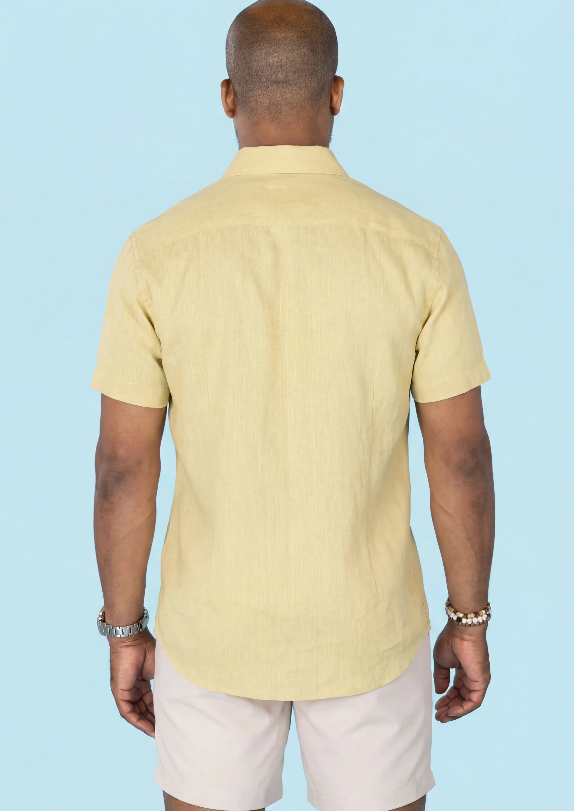 Light Yellow Linen T-Shirt - back view96