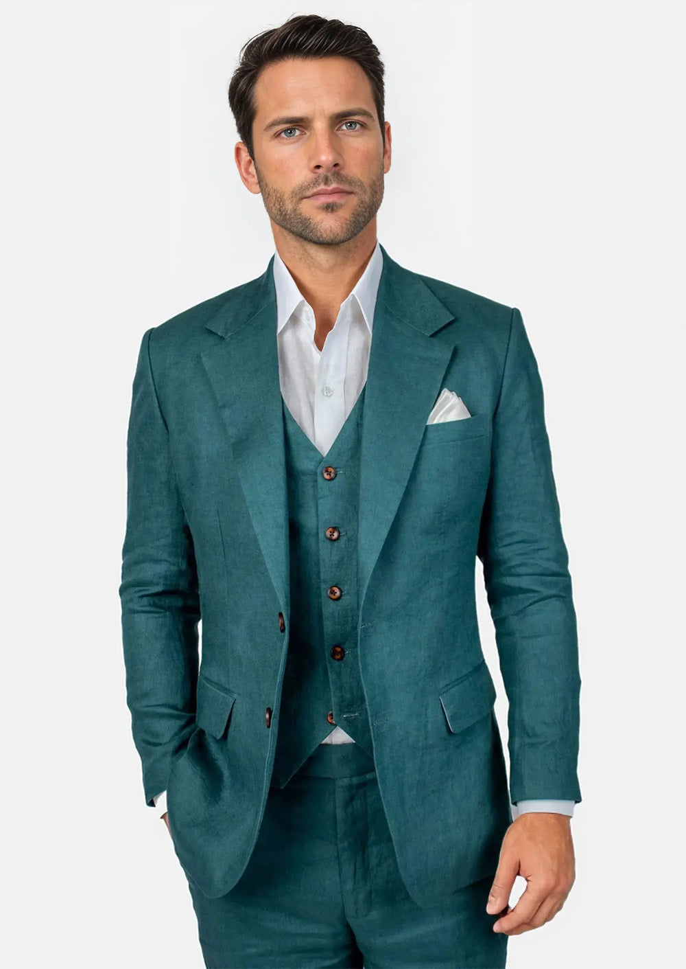 Deep Teal Linen Suit60