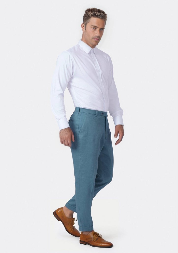 Koi Blue Linen Pants - SARTORO
