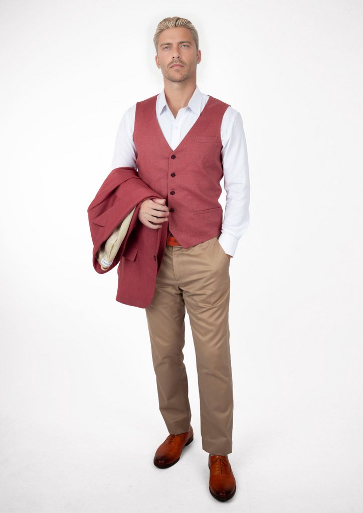 Tuscan Red Linen Vest