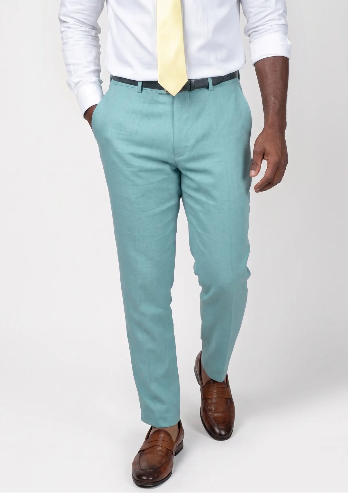 Capri Blue Linen Blend Pants836