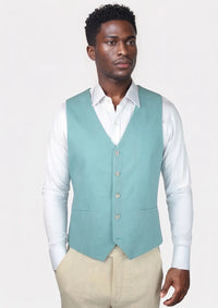 Capri Blue Linen Blend Vest