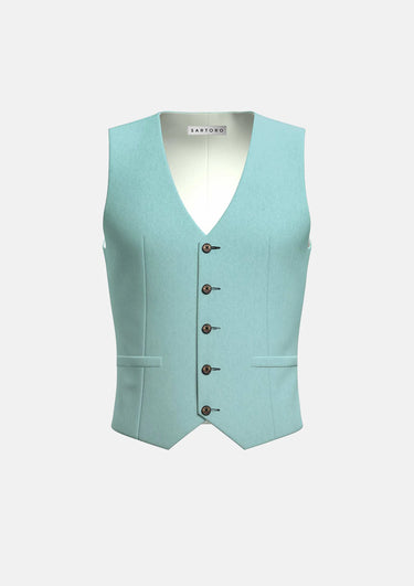 Light Teal Linen Blend Vest